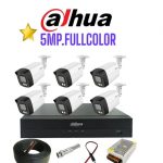 پکیج 6 عددی دوربین مداربسته 5 مگاپیکسل داهوا فول کالر با میکروفون مدل 1509TLMPA-LED