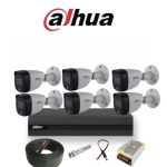 پکیج 6 عددی دوربین مداربسته داهوا با دید در شب رنگی مدل HAC_HFW1209CP_LED