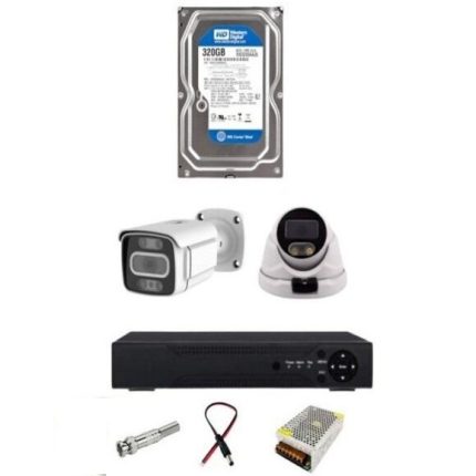 پک کامل ۲ عددی دوربین مداربسته ۵ مگاپیکسل فول اچ دی دام و بالت با قابلیت تشخیص چهره و پلاک خوان