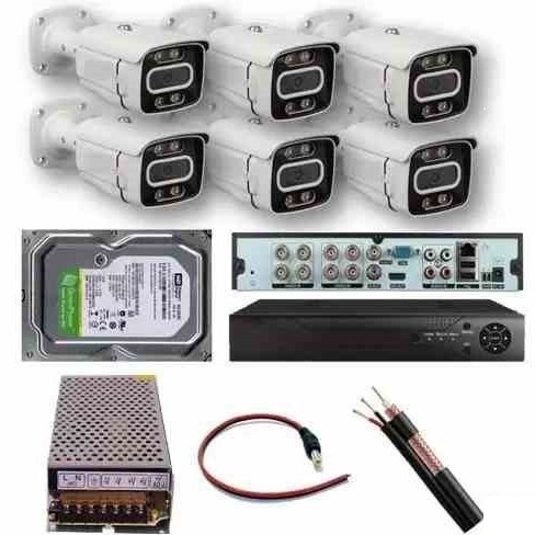 -uKJH7c2fABqI1Pk پکیج ۶ عددی دوربین مداربسته ۵ مگاپیکسل فول اچ دی با تشخیص چهره و پلاک خوان - Image 1