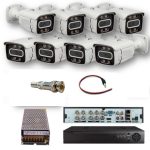 پکیج ۸ عددی دوربین مداربسته فول اچ دی با تشخیص چهره مناسب کارخانه و ساختمان