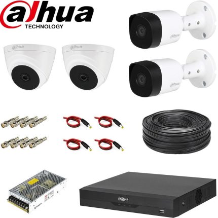پکیج دوربین مداربسته ۴ کانال داهوا مدل T1-B2A51 ظرفیت ۵ مگاپیکسل
