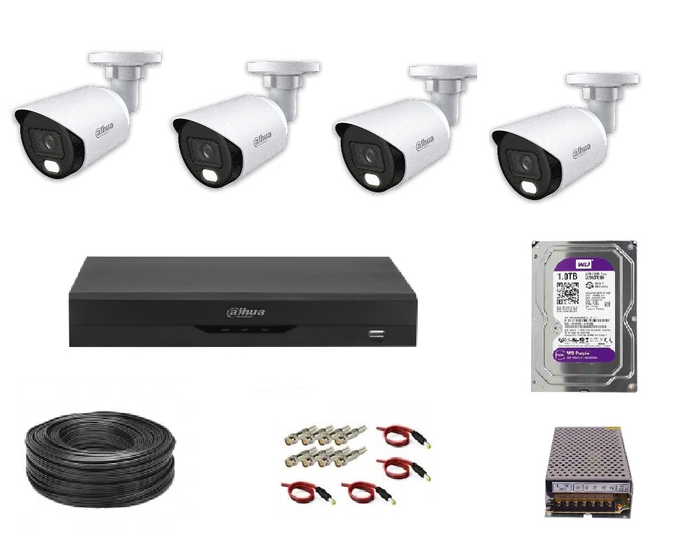JmJ6BxoqsUi772Uz پکیج دوربین مداربسته داهوا 4 عددی 5 مگاپیگسل کیس فلزی دید در شب رنگی - تصویر 1