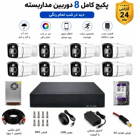 پکیج ۸ عددی دوربین مداربسته فول اچ دی با تشخیص چهره مناسب کارخانه و ساختمان